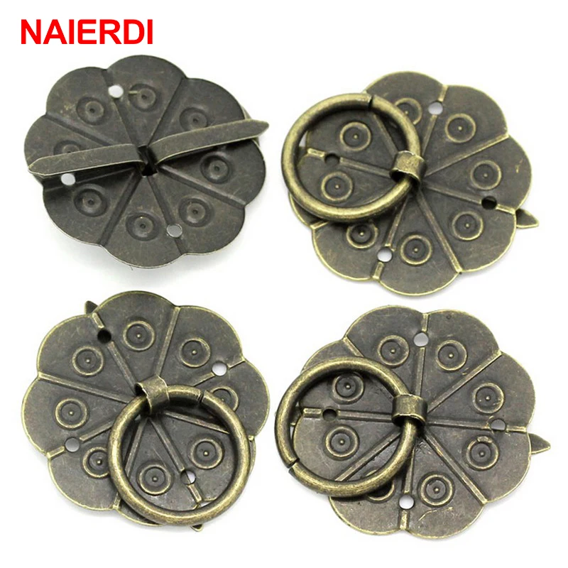 NAIERD 10pcs Classico Tono del Bronzo Quinconce Cassetto Scrivania Cabinet Door Pull Maniglia del Riquadro di Manopole Maniglie Per Mobili Ferramenteria E Attrezzi Con Vite