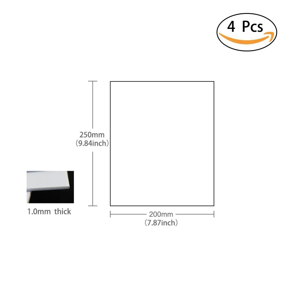 建築用absスチレンシート、白いシート、厚さ0910、厚さ1mm、200x250mm、4個