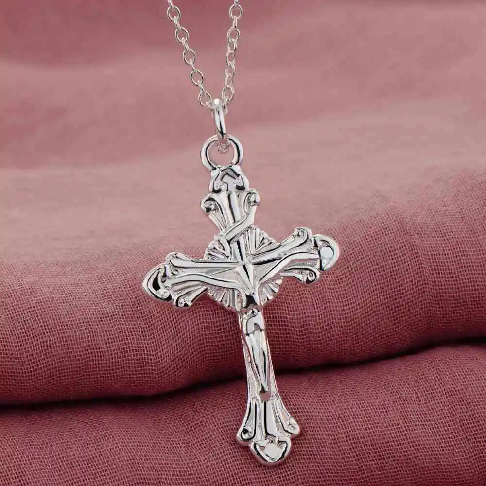 cross shiny bling sterling-silver-jewelry Necklace New Sale silver necklaces & pendants /NGSTXIOK ANLQRMGK