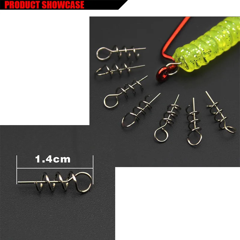 50 or100pcs Fishing Hook Soft Bait Spring Centering Pins Fixed Latch Needle Spring Twist Crank Lock For Soft Lure Latch Accessor