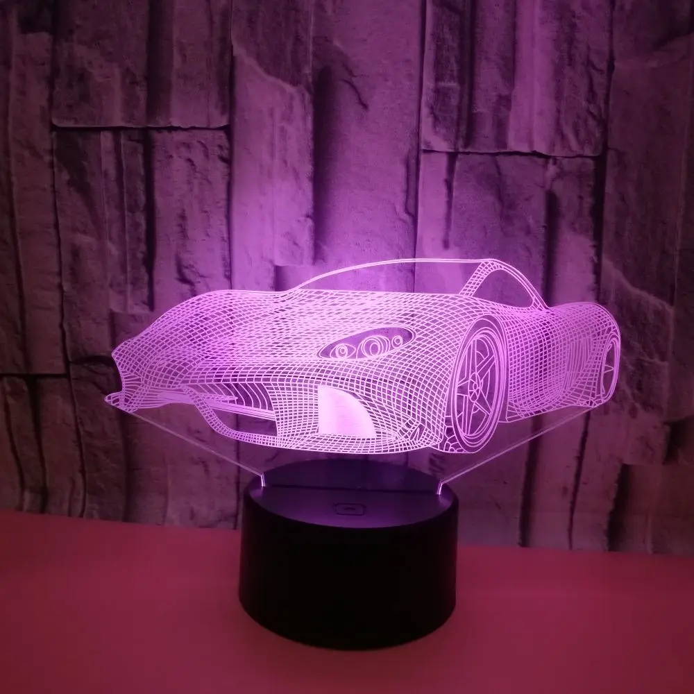 New Sports Car 3d Small Night Light Colorful Touch Usb Power Led Visual Kids Lights Lamps Led Usb Light