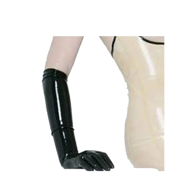 

100% Pure Natural Latex Rubber Women Black Five Fingers Gloves 0.4mm Size S-XL