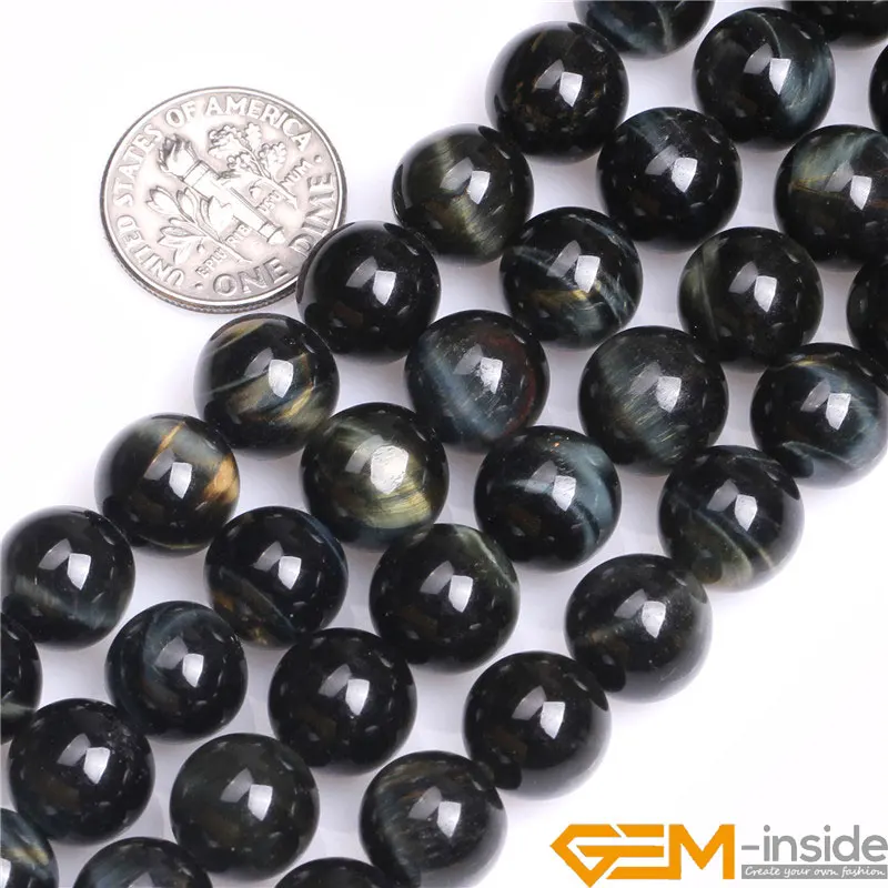 Blue Tiger\'s Eye Stone Round Loose Beads For Jewelry Making Strand 15\