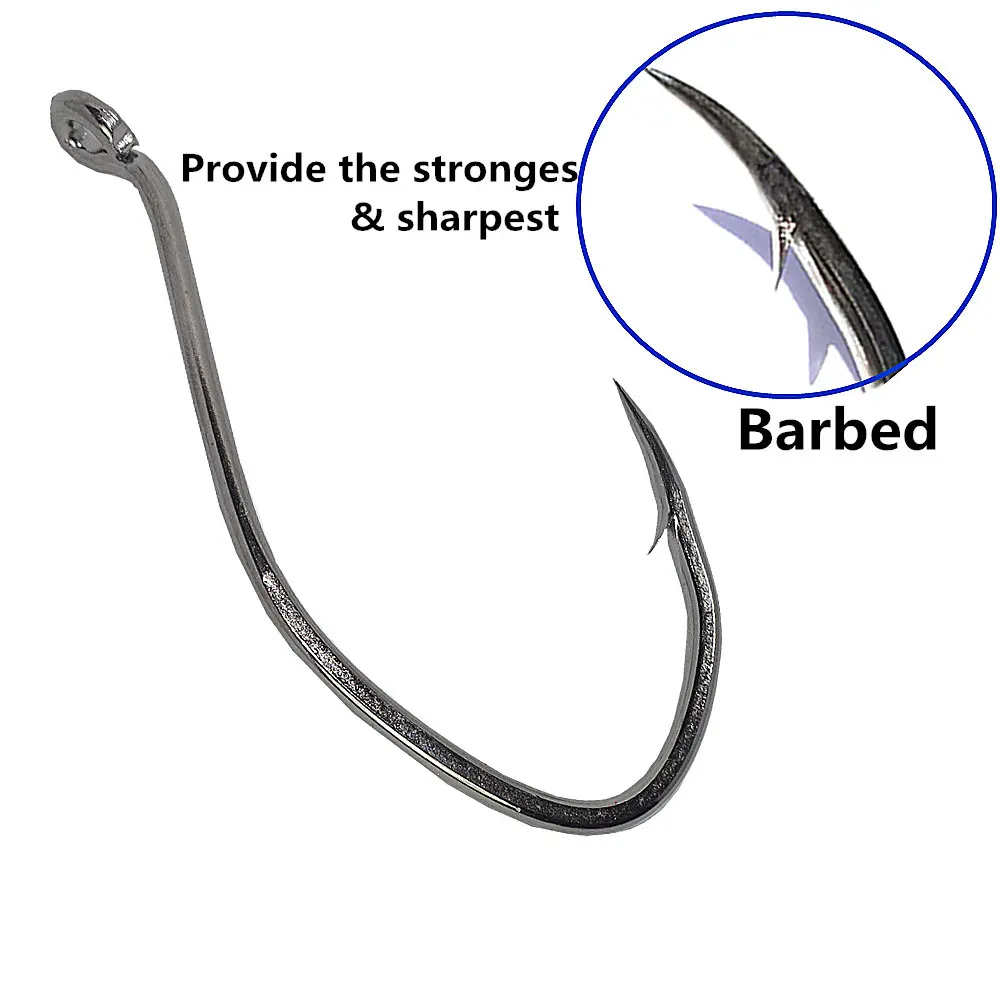 25pcs 10/0 Catfish Hooks Big River Bait Game Fishing Hooks Coated Large Offset Circle Fishhooks Barbed High Carbon Steel