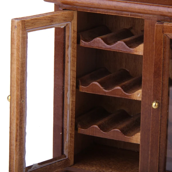 1/12 miniature per casa delle bambole mobili per soggiorno armadietto per vino in legno-giocattoli classici in noce giochi di imitazione giocattoli per mobili di simulazione