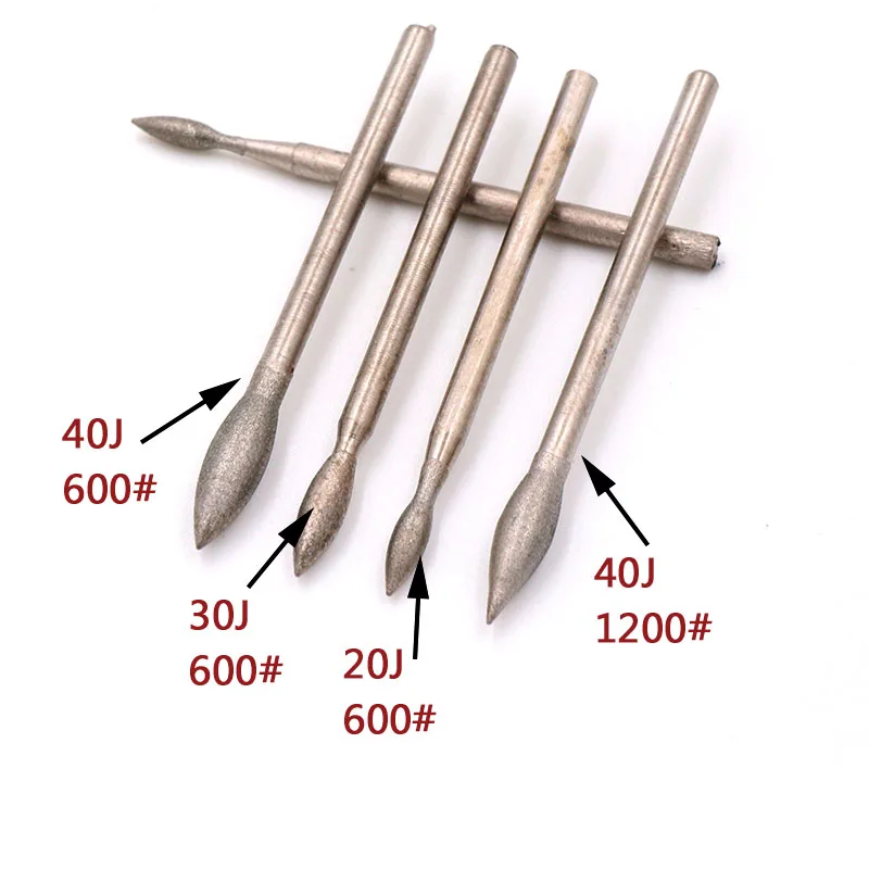 Diamond Grinding Head Polishing Needle Bits Burrs Metal Stone Jade Engraving Carving Tools For Dremel 2.35mm Shank J Needle