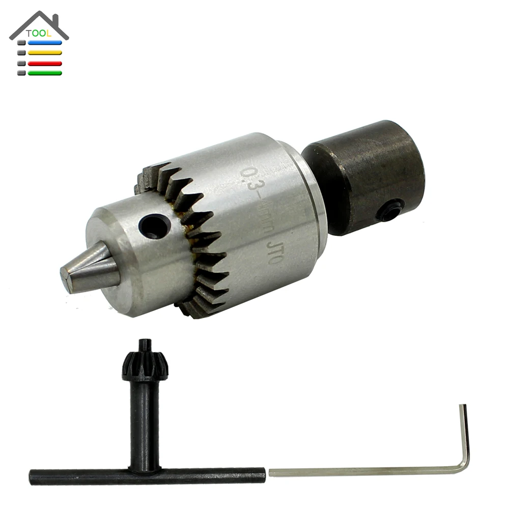 Professional Drill Chuck 0.3-4mm With 5mm Steel Shaft Mount JTO Fit 5mm Motor Shaft Machine Portable Rotary Tools