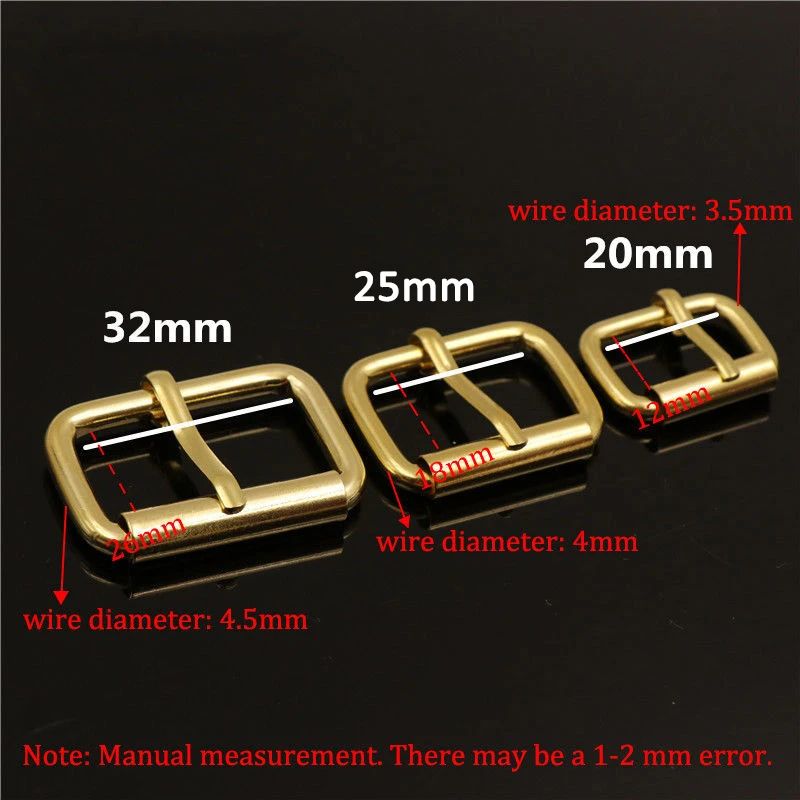 1piece Brass Roller Buckle Heel Bar Buckle End Bar Rectangle Single Pin for Leather Craft Bag Belt Strap Webbing