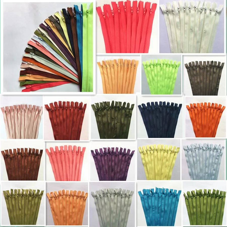 50pcs 12-24 Pollici di Nylon della Bobina Chiusure Lampo di Massa per L\'artigianato di Cucito (Colori Assortiti) Multi-size