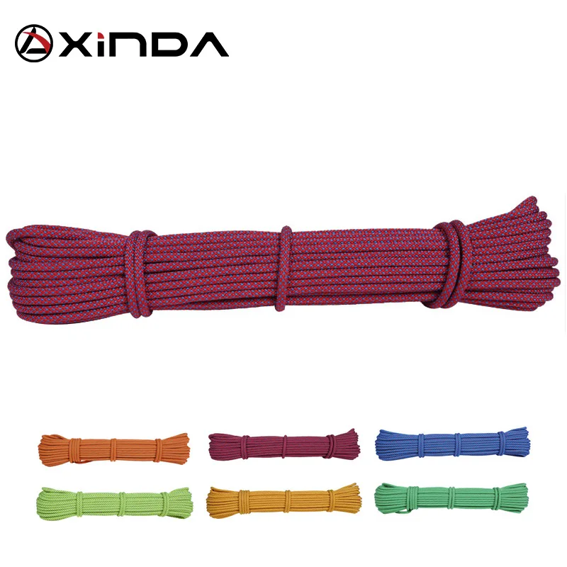 XINDA Escalada-Cuerda de Escalada en roca de 10m, cuerda de seguridad Paracord de alta resistencia para supervivencia, 6mm de diámetro, 5KN