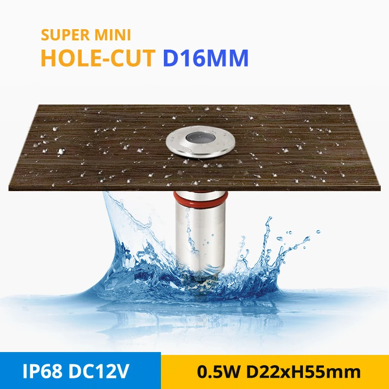 

4pcs/lot Super Mini 0.5W/1W IP68 Underwater Light DC12V Outdoor Underground Lamp Swimming Pool LED Spot Lighting Hole-cut D16mm