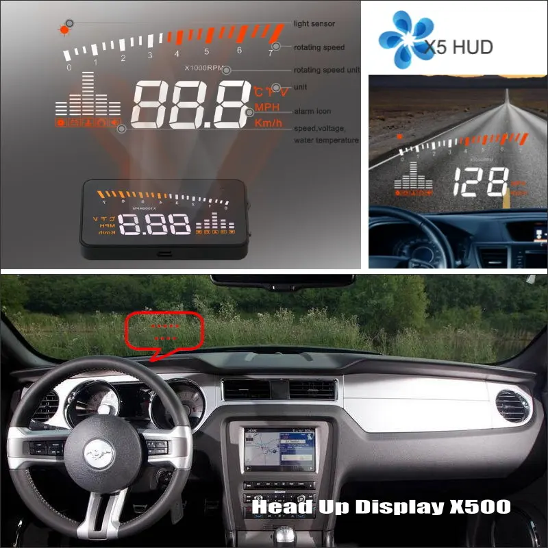 

Автомобильный дисплей на лобовое стекло HUD для Ford Mustang GT/CS 2005-2014, автомобильные электронные аксессуары, система сигнализации проектора на лобовое стекло OBD2