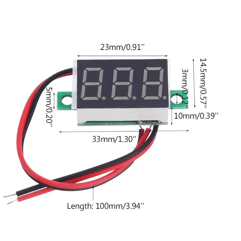 4.5V-30V 0.36 inch 2 wires Digital Meter Mini Voltmeter Ammeter Vehicle Motor Panel Meter Red Led Display