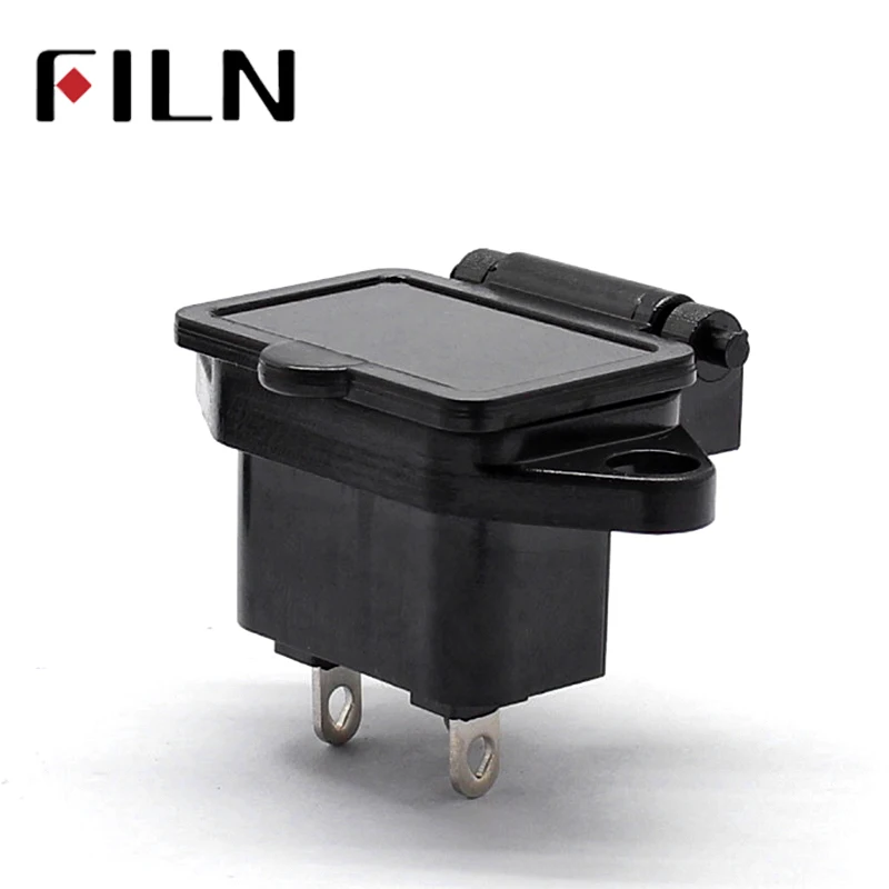 SS-7B AC250V/15A Male 3Pin Panel Mount Power Socket with Cover