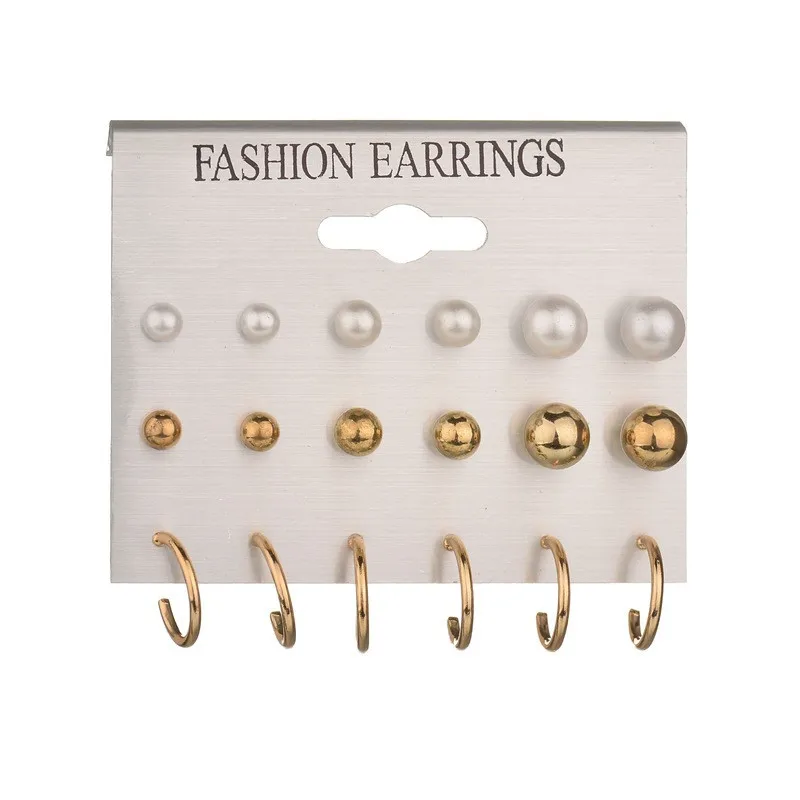 Modyle New  Gold Color Stud Earring Set 29 Styles Rhinestone imitation Pearl Earrings For Women