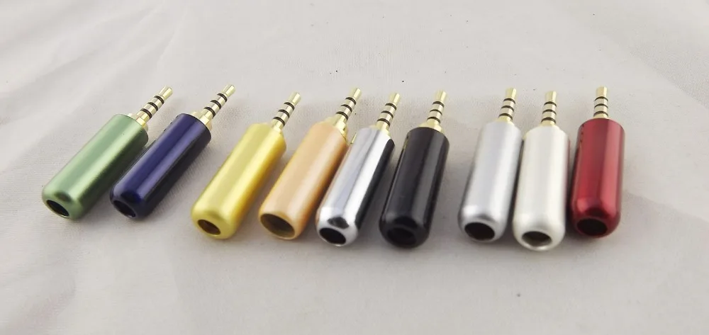 5pcs Gold 2.5mm Male 4 Pole Stereo Repair Headphone Metal Audio Earphone white/black/Blue/Dark red/gold/orange/silver/light Grey