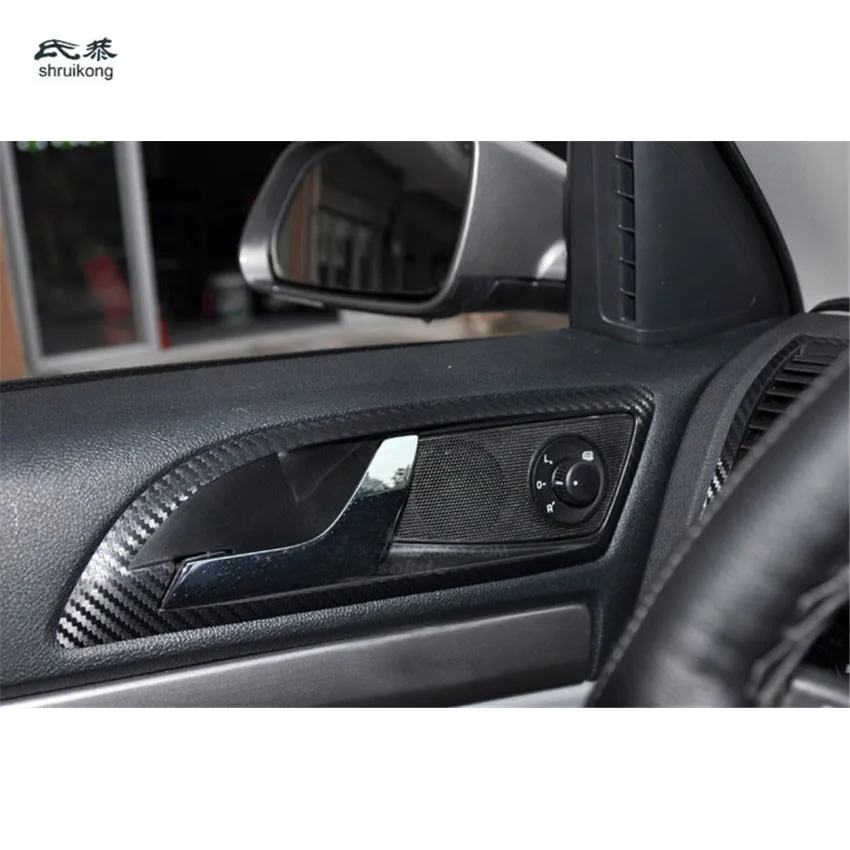 4PCS/Lot Carbon Fiber Car Stickers of Inner Door Shake Handshandle for 2007-2013 Skoda Octavia A5 1Z3