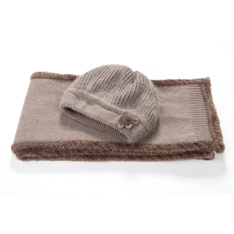 Middle Aged Old Male Beanies Hat Woman Winter Plus Velvet Knitting Cap Mother Birthday Present Comfortable Soft Lady Scarf H7163