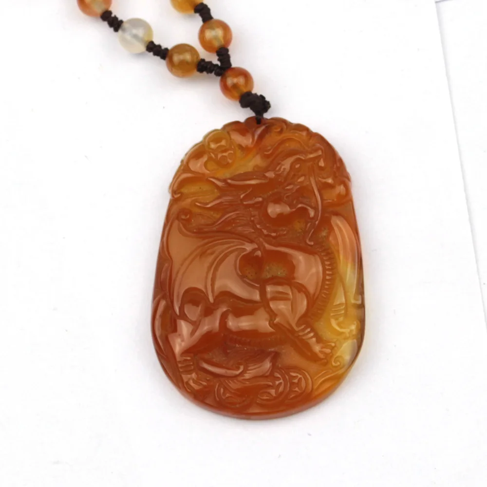 natural yellow agate pendant natural stone necklace pendants Kirin carved pendant for woman for gift  wholesale !