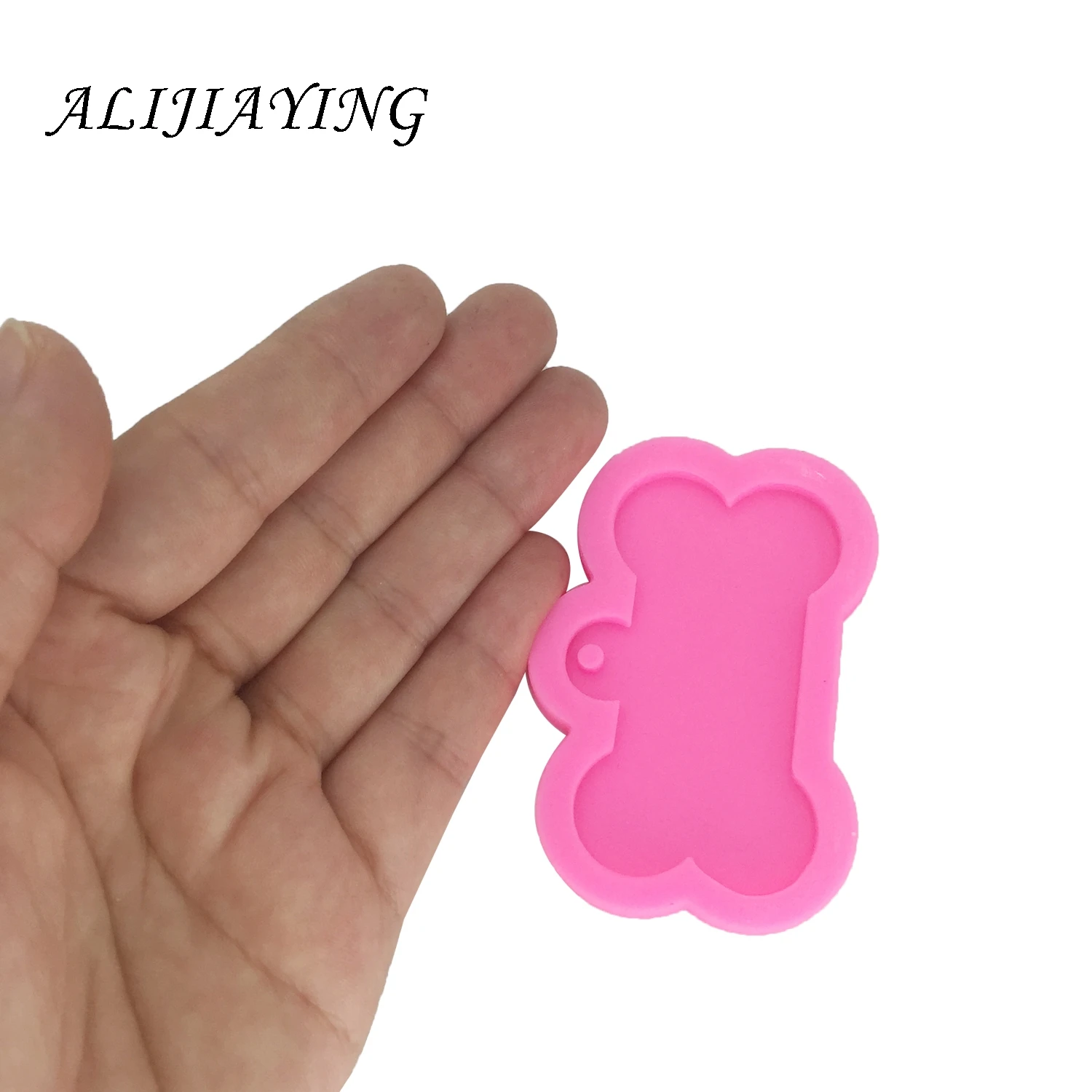 DIY Shiny Dog bone shape silicone mold for keychains with a hole resin jewelry molds for 3D crafts tools DY0061