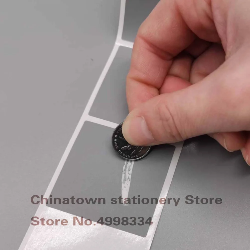 500pcs Scratch Off Sticker 46x46mm Gray Square Silver Color Blank For Postcard Cover Stationery Message Wedding Game Sticker