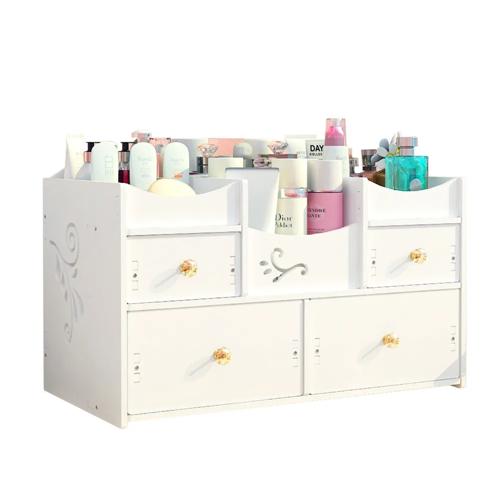 

Desktop Cosmetics Storage Box, Wood-Plastic Household Simple Drawer Finishing Box, Dressing Table Cosmetic Rack