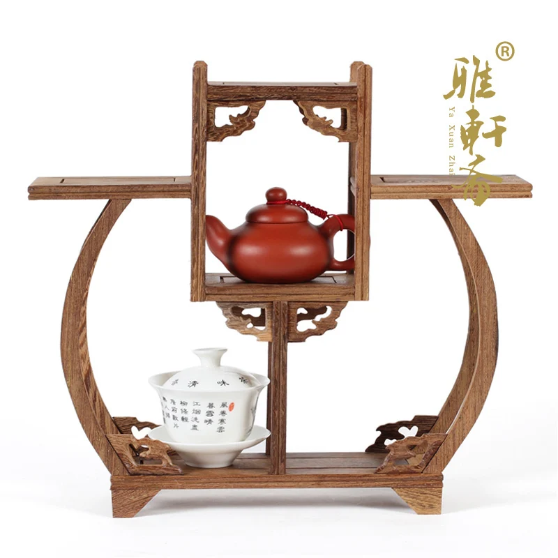 

Mahogany furniture of Ming and Qing Dynasties Stone carving teapot base frame wings shelf teapot antique mahogany base