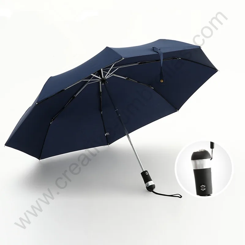 103cm auto open auto close steel windproof night walking torch business umbrella anti-thunder super light LED business parasol