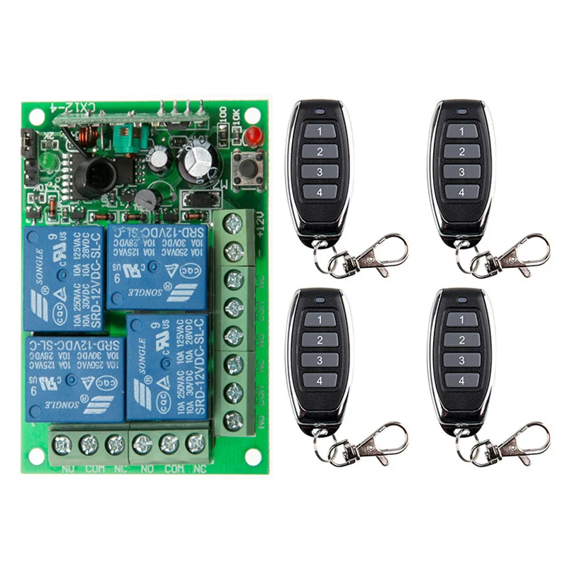 

Smart Multiple DC 12V 24V 10A 315/433 МГц 4CH 4 CH Беспроводное реле RF Пульт дистанционного управления Приемник + 1 2 3 4 Передатчик жалюзи