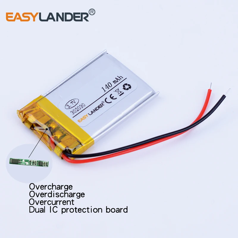 3.7V 140mAh  Rechargeable  li Polymer Li-ion Battery For  mouse Bracelet Wrist Watch speaker Remote controller 032030