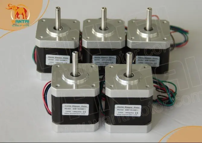 Best Selling! Wantai 5 PCS Nema 17 Stepper Motor 42BYGHW811 70oz-in 48mm 2.5A CE ISO ROHS CNC Router Mill Cut Laser Engraving