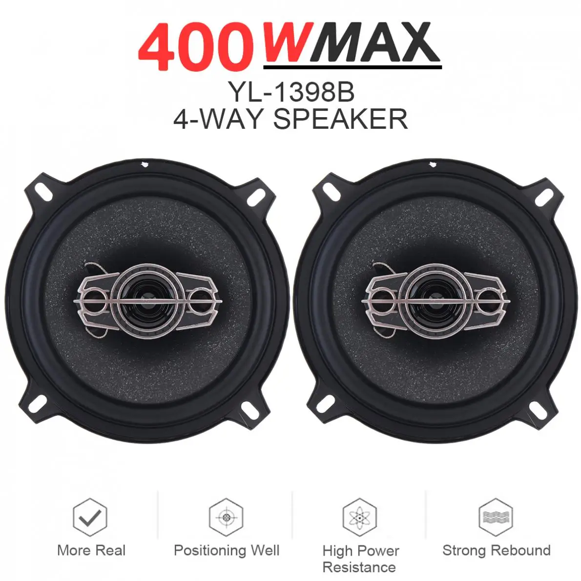 2pcs 5 Inch 400W Car Speaker 4 Way 12V Auto Music Stereo Full Range Frequency Hifi Speakers Non-destructive Installation