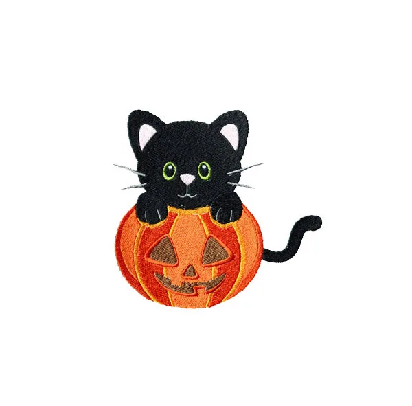 Embroidery Halloween Pumpkin Badge Made by Twill with Heat Cut Broder and Iron On Backing Accept Custom and MOQ50 free shipping