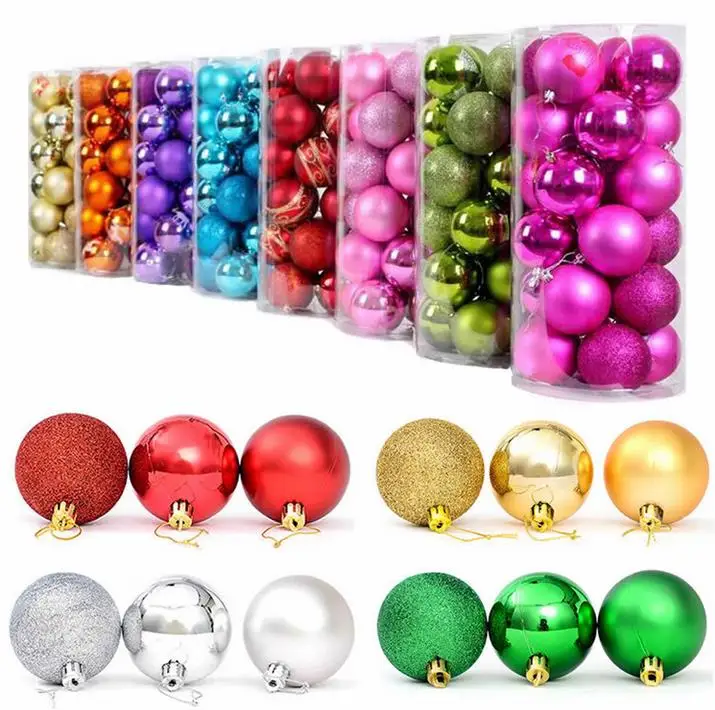 Hot 24Pcs Christmas Tree Decorations Light Christmas Balls Xmas Tree Glitter Powder bolas de natal Matt palline di natale Decor