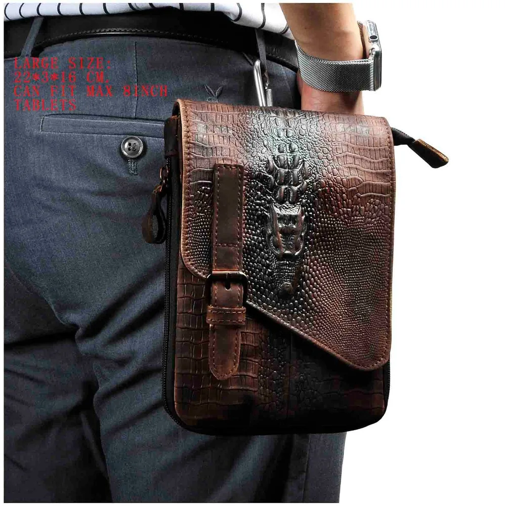 Genuine Cow Leather Travel Multi-function Small Messenger Crossbody One Shoulder Bag Fanny Waist Belt Pack For Men Male 611-1