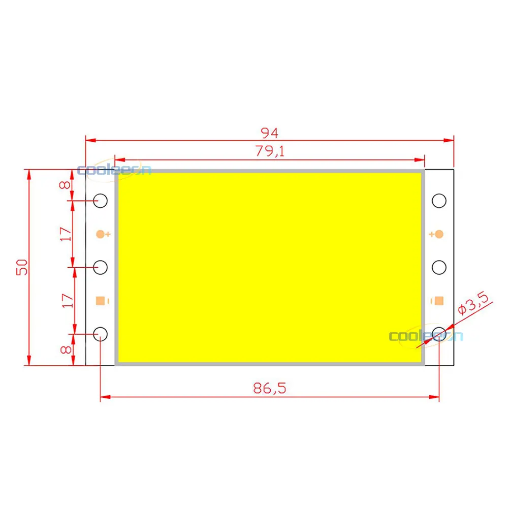 94x50mm 15W COB LED Light Panel Lamp DC 12V Ultral Bright Warm Cool White Blue Red Green cob Chip On Board Matrix LED Bulb DC12V