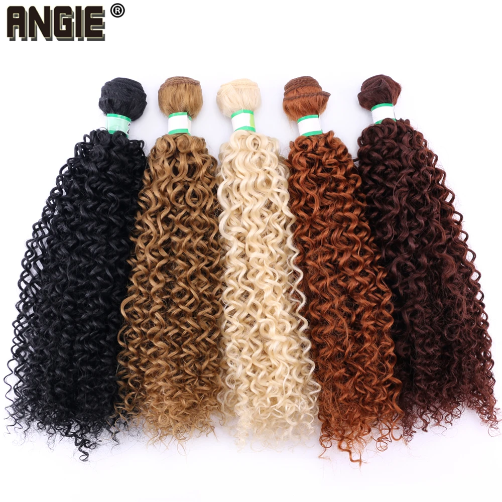 100 Gram 14-30 inch Afro Kinky Curly Hair Extension golden pure color Bundles Heat Resistant Synthetic Hair Weaving for Women