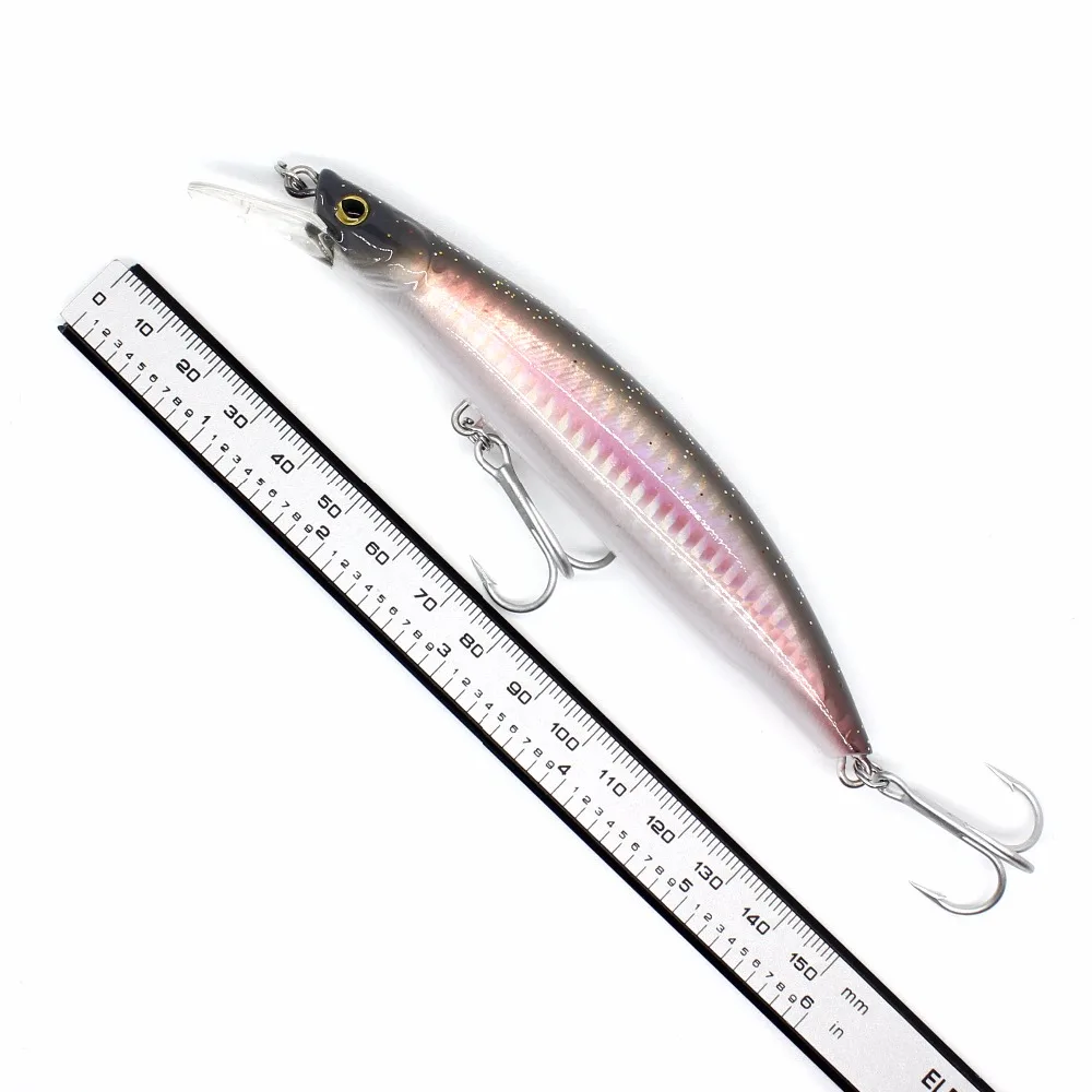 AOCLU-Hard Hologram Minnow Lure, Sinking Wobbler, Inner Wall, VMC Hook, Inshore Boat, Saltwater Fishing, 120mm, 23g, 1Pc