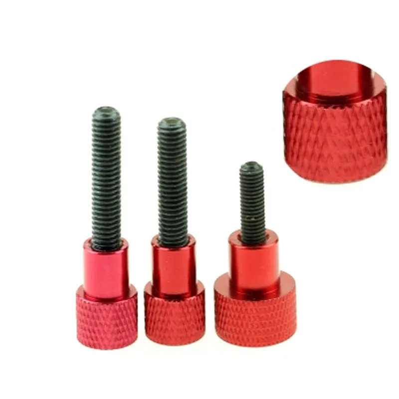 1pcs M6 Red luminum alloy handle with hard hand screw High-end knurled hands bolt Step handles screws Handle diameter 12mm