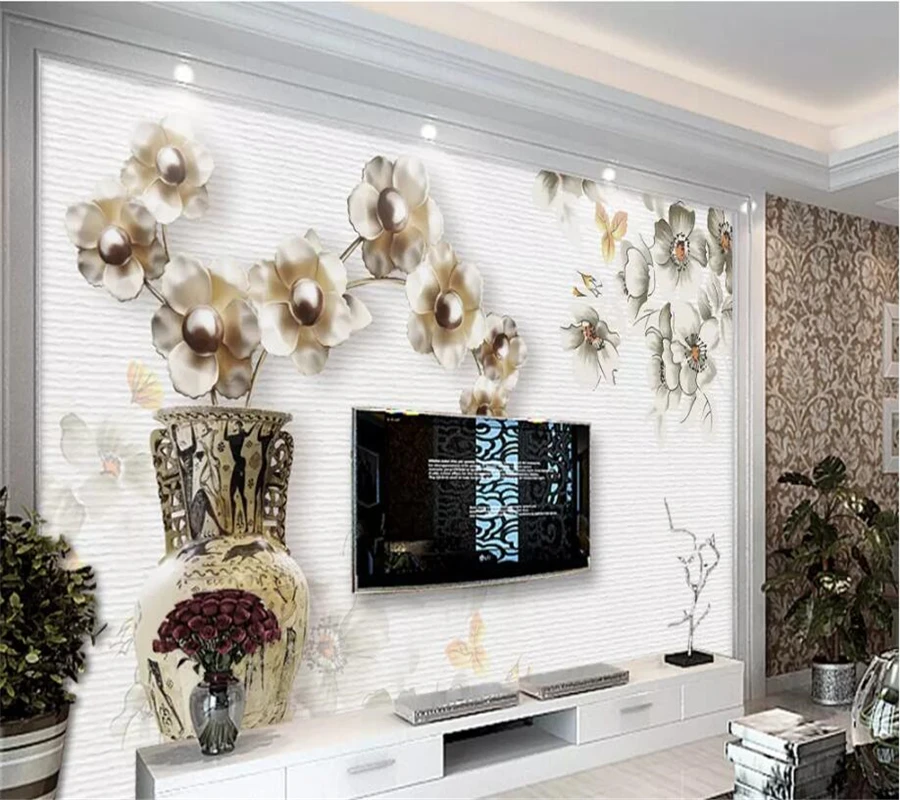 wellyu papel de parede para quarto Custom wallpaper New high-end luxury jewelry flower living room electric wall tapety