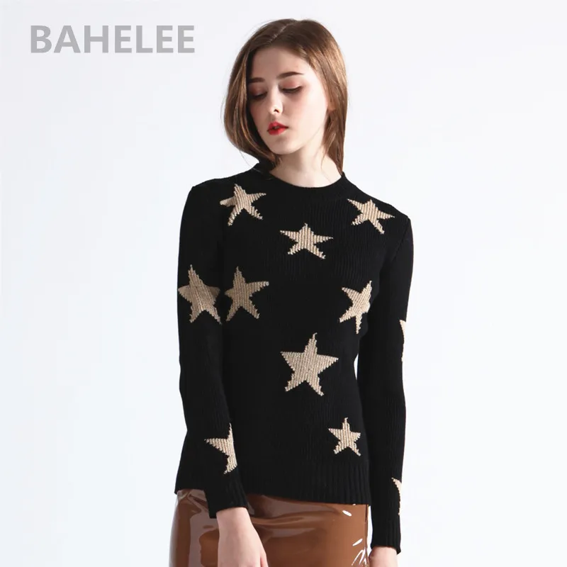 BAHTLEE-Women's Mohair Knitted Pullovers, O-Neck, Hollowing Out Sweater, Long Sleeves, Wool Jumper, Lazy Style, Spring, Autumn