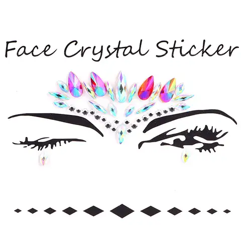 1pcs Masquerade Acrylic Rhinestone Festival Party Temporary Tattoo Fashion Face Stickers Temporary Tattoos for Women B3814