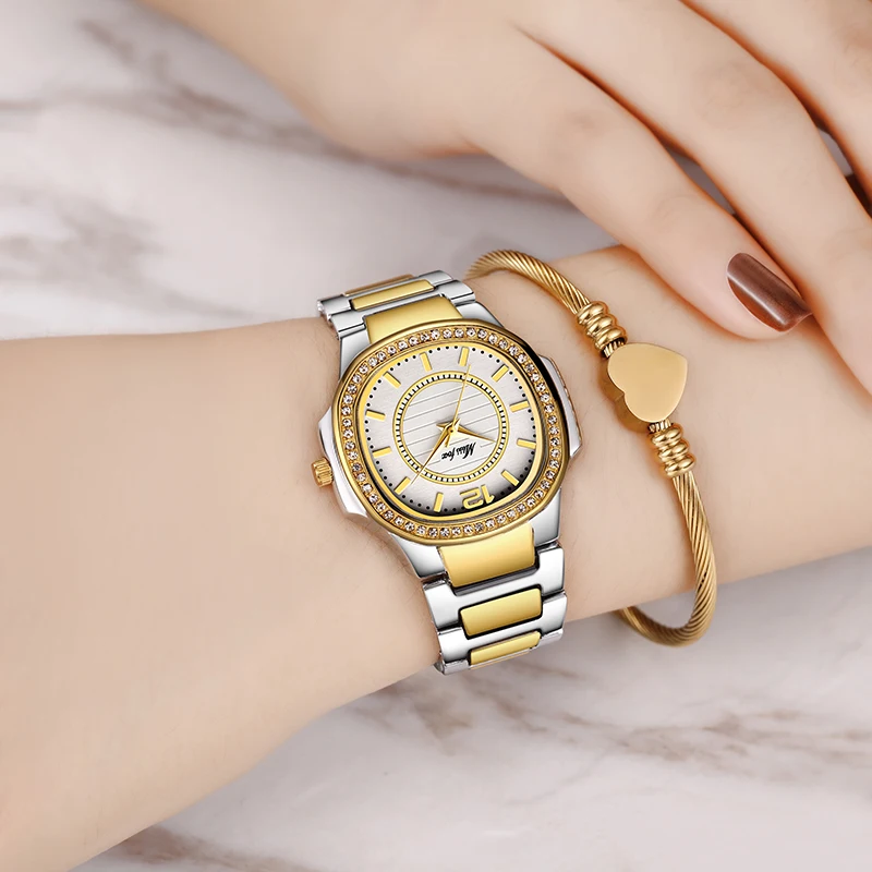 MISSFOX Quartz Watch Women Luxury Brand Diamond Analog Ladies Watches Water Resistant 18K Golden Clock Hour For Women Gift