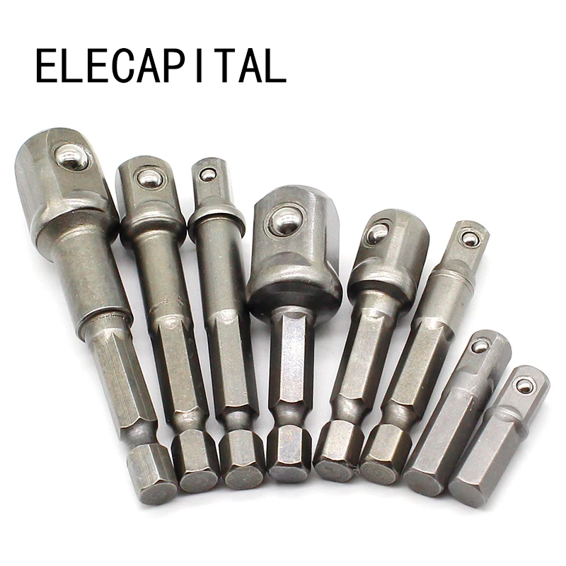 8 Pcs/set Socket Adapter Power Set Hex Shank to 1/4