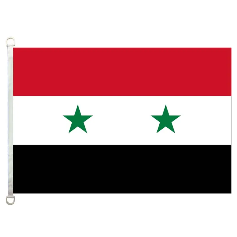 Syria  national  flag,90*150CM size, 120g/m2 knitted polyester fabric,with two D ring