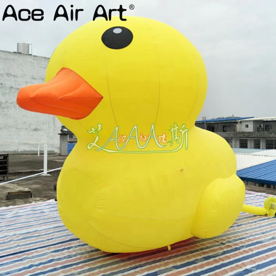 Customized Lovely Big Inflatable Yellow Duck Cartoon Model Replica for Outdoor Advertising Floating on Water