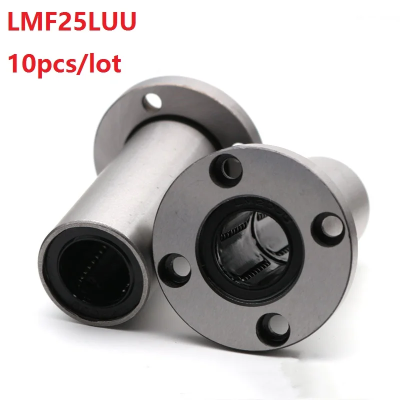 10pcs/lot LMF25LUU  Long Type Round Flange  Linear Bushing linear Bearing for linear shaft CNC 3D printer