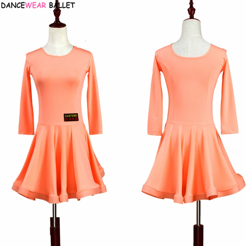 Junior Girls Latin Dance Dresses Big Ballroom Tango Skirt Kids Salsa Performance Competition Costumes Practice Wear