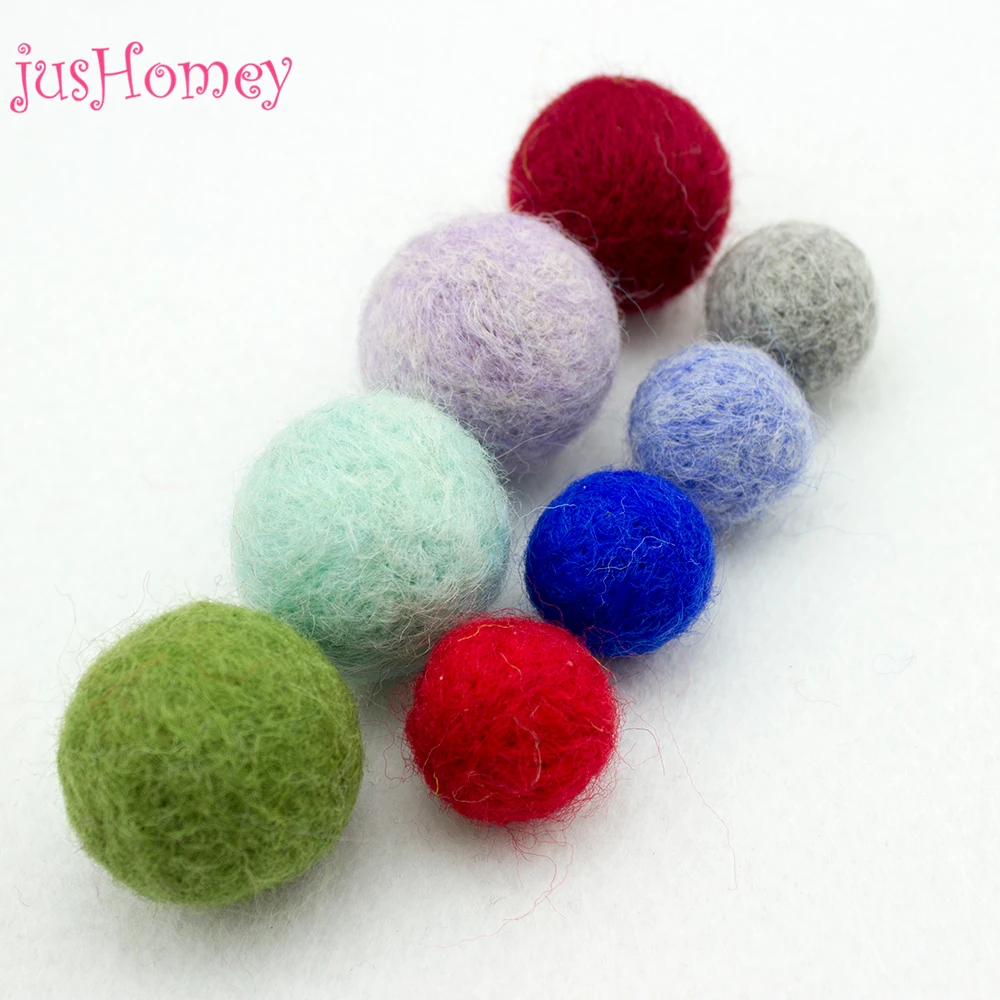 50pcs 15/20/30mm Handmade Wool balls Needle Felt Ball DIY Craft for Sewing Project, Party Decoration, Baby Hair Accessory