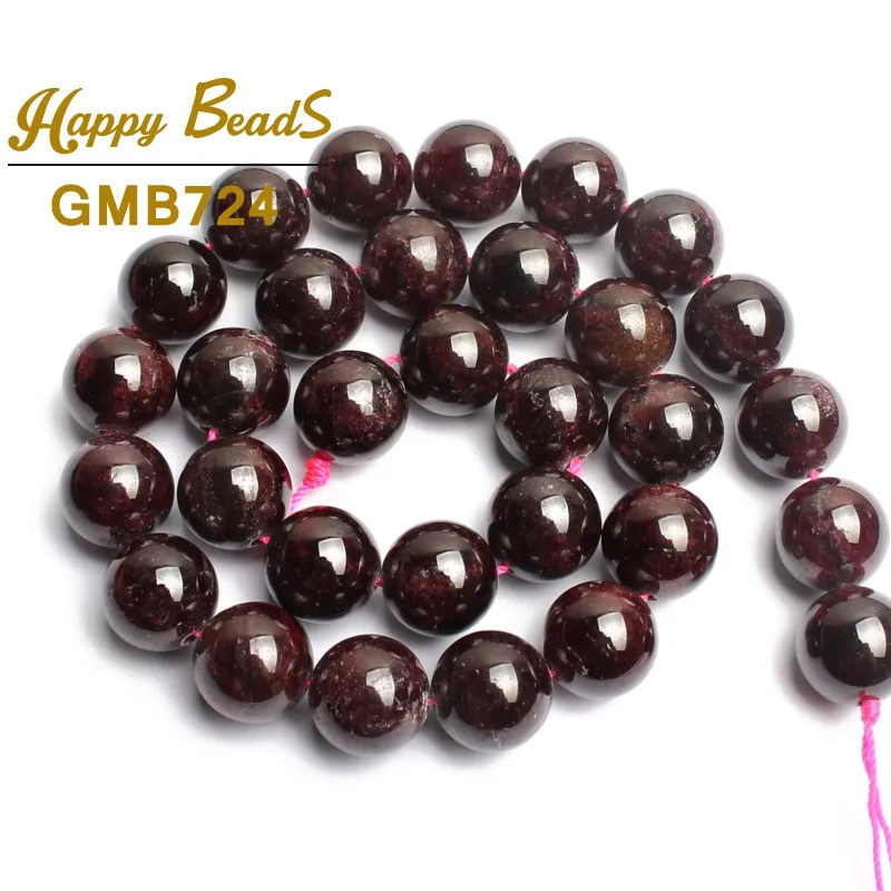 Natural Gem Dark Red Garnet Round Loose Spacer Beads For Jewelry Making 15.5inches 4,6,8,10,12mm Pick Size DIY Bracelet Necklace